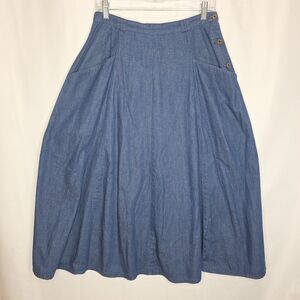Vintage 70s 80s Full Denim Maxi Skirt Prairie Cottage Claire Sport Western Sz 12